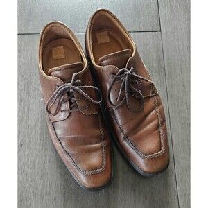 Ecco Men's Cairo Brown Leather Apron Toe Derby Dress Shoes Size US 8.5 EU 42